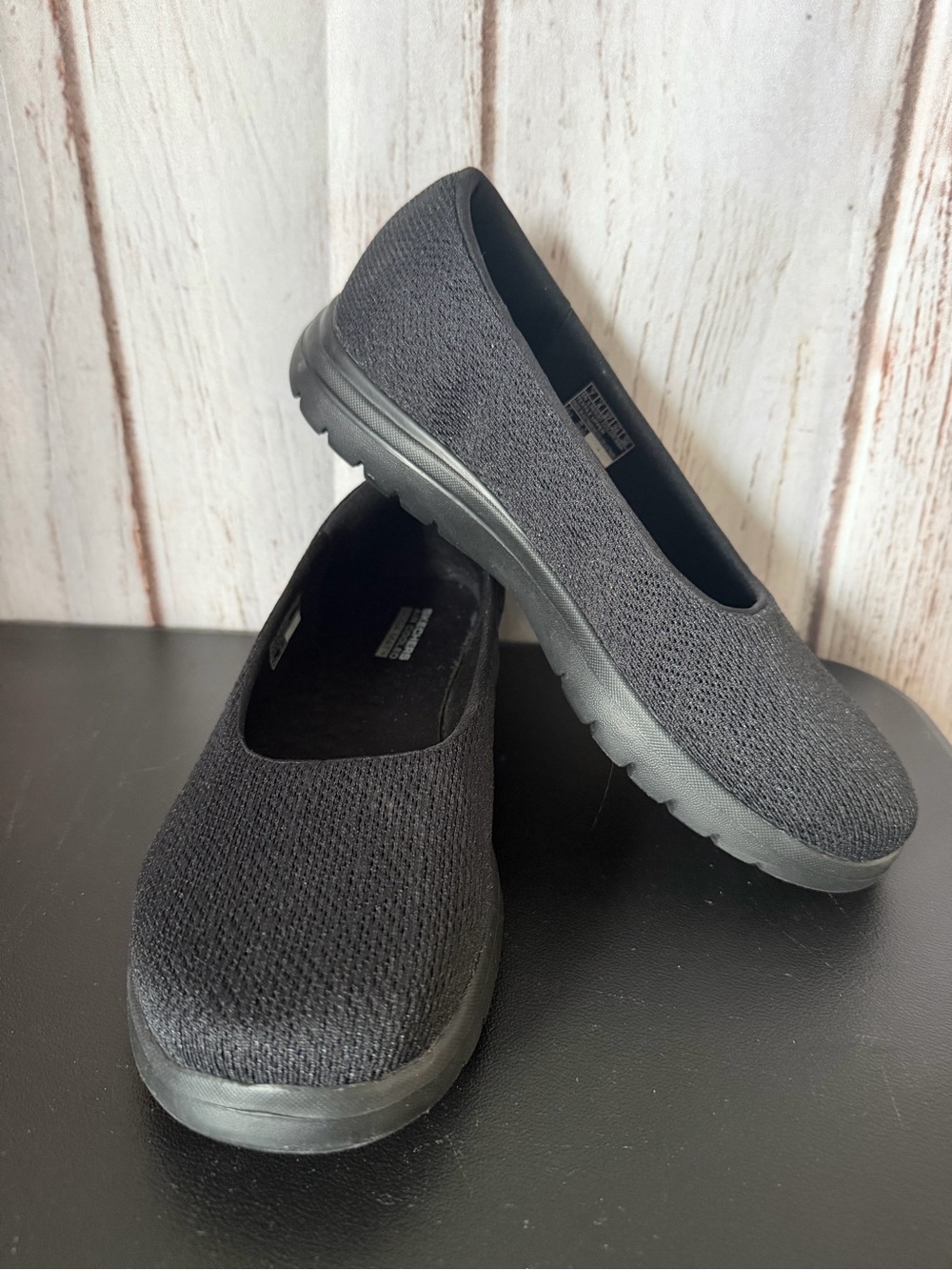 Skechers On-The-GO Flex Cherished Black Knit Ballet Flats Size 7